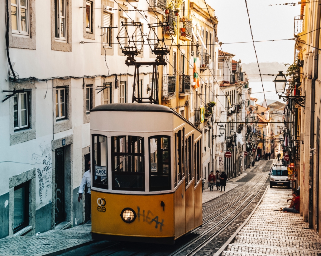 Portugal urban scene with tram, a welcoming place for the diaspora