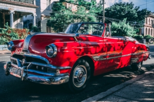 old school red car in Cuba