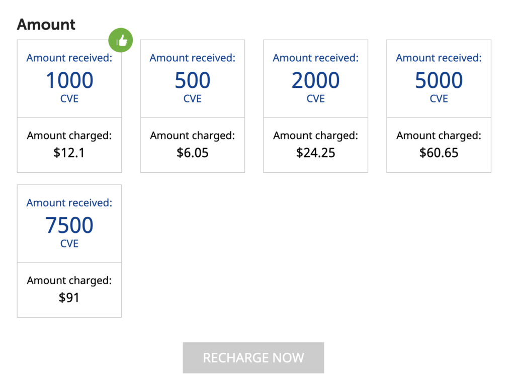 mobile recharge to Cape Verde