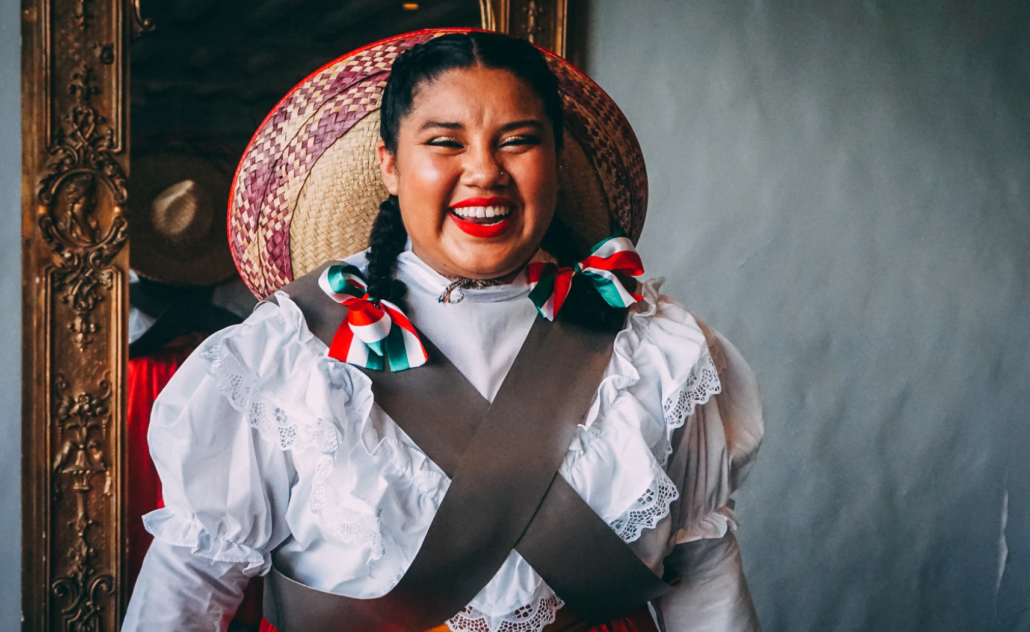 Mexican woman wearing a folk costume