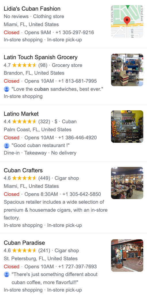 Cuban store in Florida