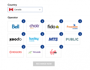 Top up a mobile in canada