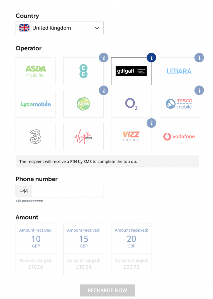 top up SIM in UK