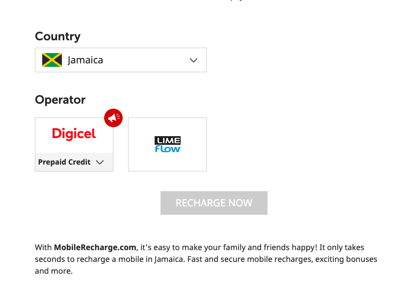 how to send credit to Jamaica online