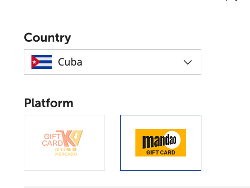 MobileRecharge - gift cards for Cuba