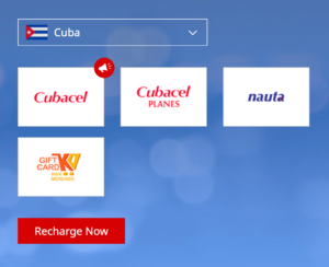 MobileRecharge.com for Cuba gift cards