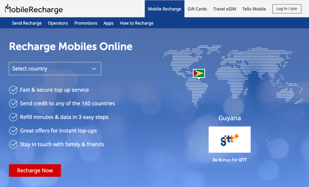 MobileRecharge for expats: online top-ups and gifts, data eSIMs, Tello USA